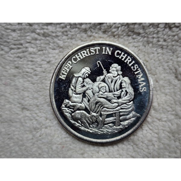 Keep Christ In Christmas Blessed are the Peacemakers 1 Troy Ounce .999 Fine Silver Round 
