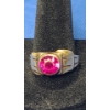 Image 2 : Men's 10K Gold Ring With Ruby - Size 10 - Weight: 3.4g