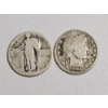 Image 1 : 90% Silver Walking Liberty and 90% Silver Barber Quarter - AFV $.50