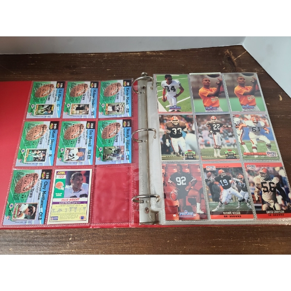 Binder Collection of Assorted Football Cards Including Browns, Steelers, Dan Marino & Jerry Rice!