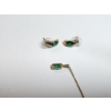 Image 4 : Nice Matching Set of 10K Gold w/ Emerald-Colored Stones Stud Earrings and ~16in Necklace TW: 3.6g