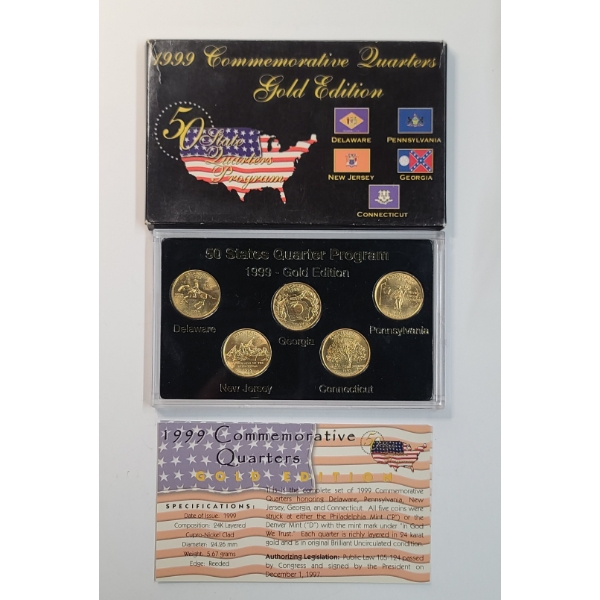 1999 50 State Quarters Program Commemorative Quarters Set Gold Edition 