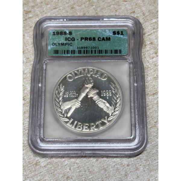 1988-S ICG-PR68 CAM Olympic Silver Dollar - 90% Silver - FV $1.00 - Encapsulated