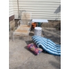Image 1 : Iron Lounger, Cushions. Table, & Stand
