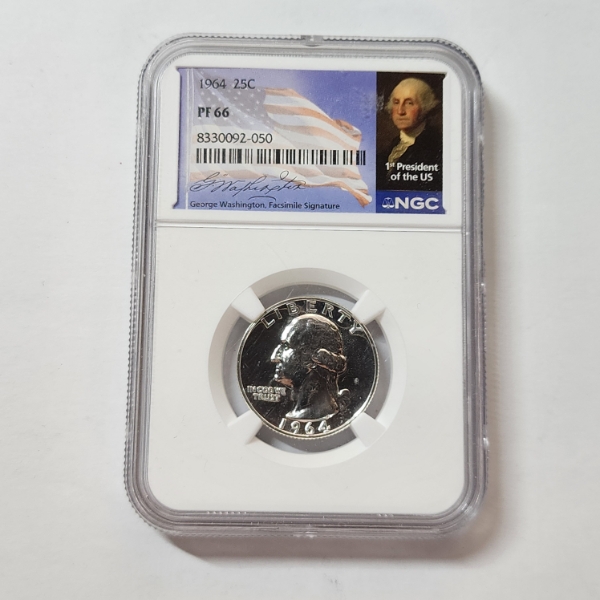 NGC PF66 United States 1964 90% Silver Washington Quarter 