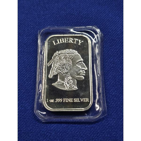 U.S. Buffalo Native American Vintage Silver Bar - 1 oz .999 Fine Silver
