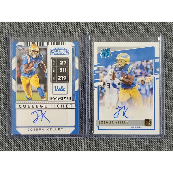 Two 2020 Panini Draft Picks Joshua Kelley Autographed Rookie Trading Cards