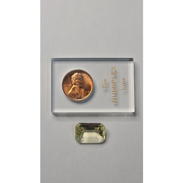United States 1956-D Lincoln Wheat Cent In Acrylic Display & Unverified Loose Gemstone 