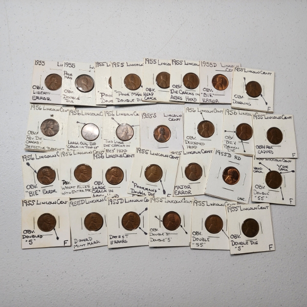 Lot of 29 Assorted Lincoln Wheat Cents - 1950's - Various Conditions & Errors - Face Value: $0.29
