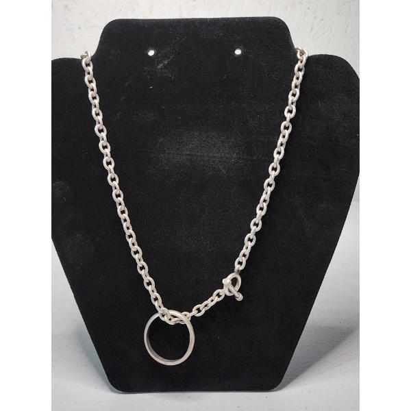 Sterling Silver Chain Necklace With Ring and Toggle Clasp - 20in - TW: 41.6g