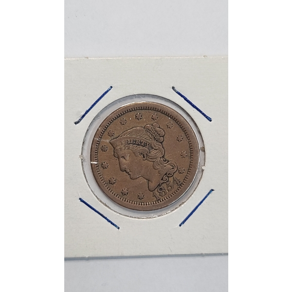 United States 1854 Braided Hair Large Cent 