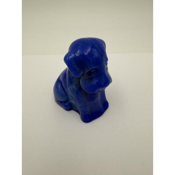 Adorable Degenhart Glass Dog Figurine - Dark Blue Marble - ~2.5 inches