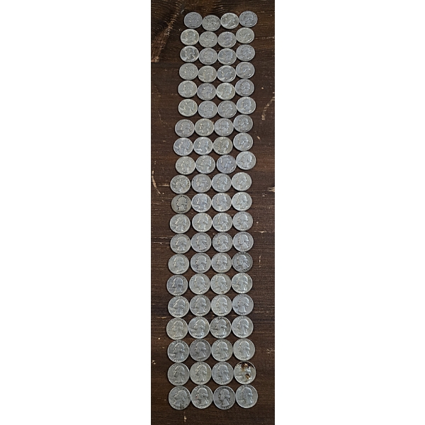 90% Silver Washington Quarters - $20 FV