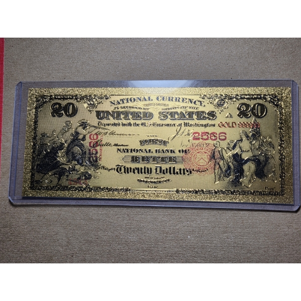 US Twenty Dollar 24k 999999 Note In Mint Condition In Protective Holder
