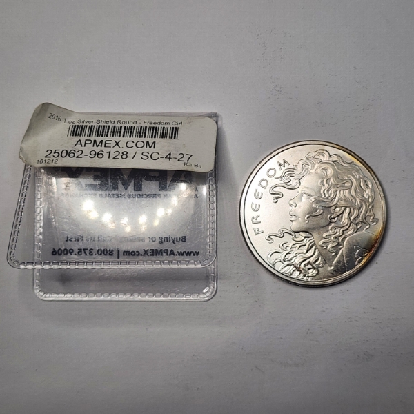 APMEX 2016 1 oz .999 Fine Silver Sheild Round - Freedom Girl 
