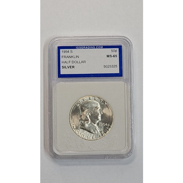 IGS 1954-S MS-65 U.S Franklin 90% Silver Half Dollar
