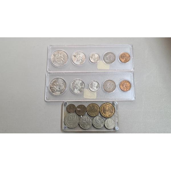 (2) 1962 Panama Coin Sets In Acrylic Displays & (1) Soviet Union Kopeks Coin Set In Acrylic Display