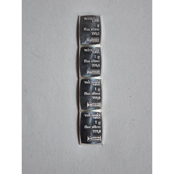 
x4 Valcambi Suisse 1 Gram .999 Fine Silver Bars - 4 Grams Total - Mint Condition