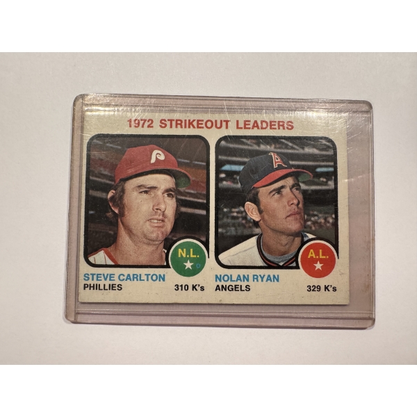1972 Topps Nolan Ryan Steve Carlton Strike Out Leaders Baseball Card In Protective Holder
