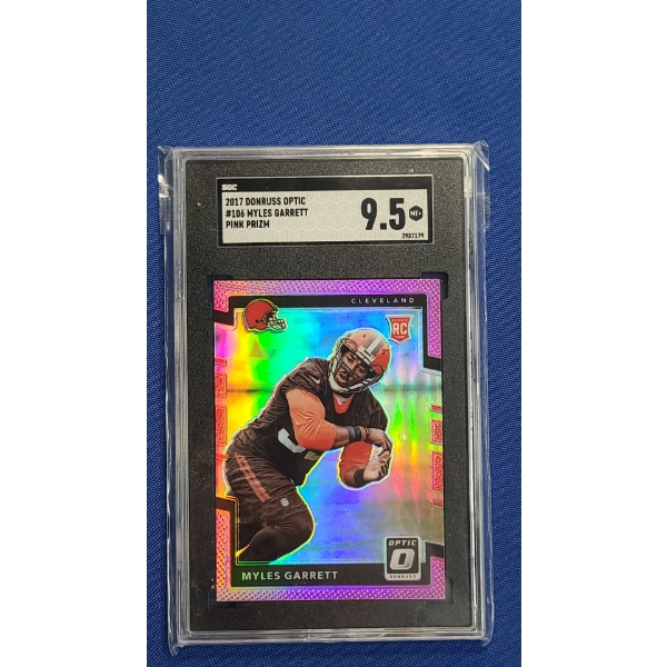 SGC 2017 Donruss Optic #106 Myles Garrett Pink Prizm 9.5 MT+ Football Card