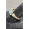 Image 2 : 10K Gold Ring With Apatite And Diamonds  - Size 7 - Weight: 2.4g