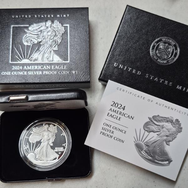 2024 W  (West Point) American Silver Eagle Proof In Case .999 1 Oz Silver