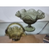Image 1 : PICKUP IN NORTHFIELD - Set Of 2 Fenton Ruffled Edge Glass Collectible Pieces -Basket & Compote