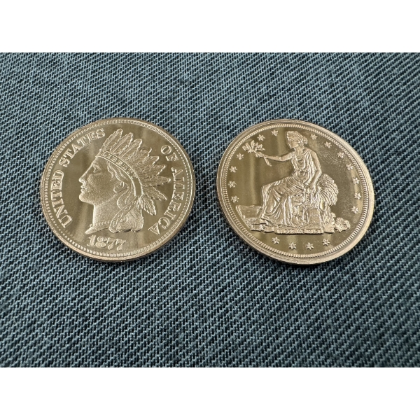 2 - American Indian & Liberty .999 Fine Copper One Troy Ounce Coins