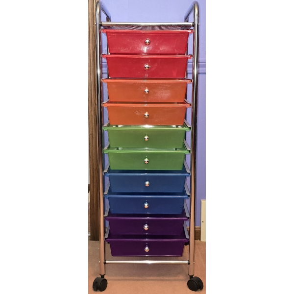 Rolling 10 Drawer Cart - 13"x15.5"x38" - 1 of 2