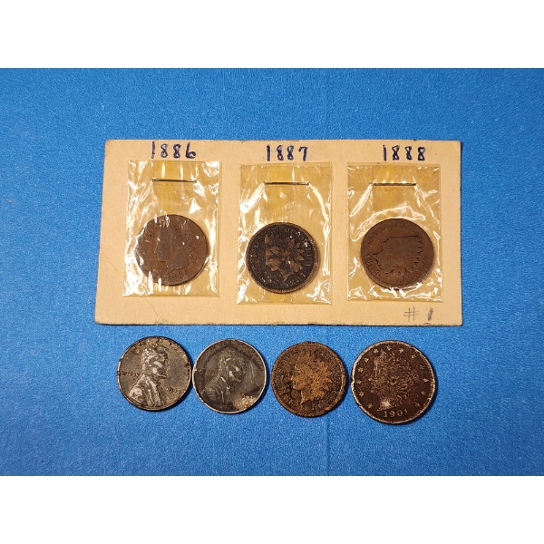 Assorted Old U.S. Coins Including: Indian Head Cents, Steel Cents, and "V" Nickel