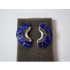 Image 1 : Southwestern/Native-Inspired Sterling Silver Blue Lapis Inlay Earrings - TW: 15.2g