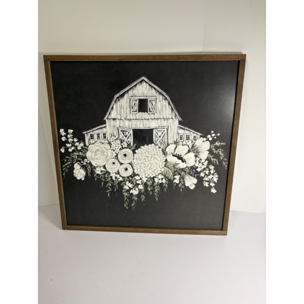 Barn Wall "Hollihocks" Hanging 24" x 24" Photo Frame 24" x 24"