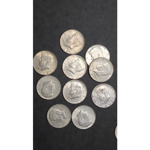 (10) 1967/1968 40% Silver Kennedy Half Dollars - Face Value: $5.00