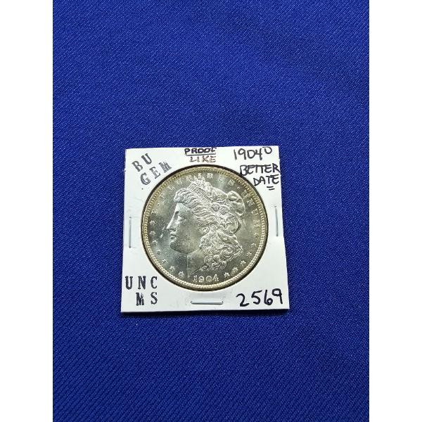 1904- O Morgan Silver Dollar *Better Date* Proof-Like BU GEM - Mint Condition!