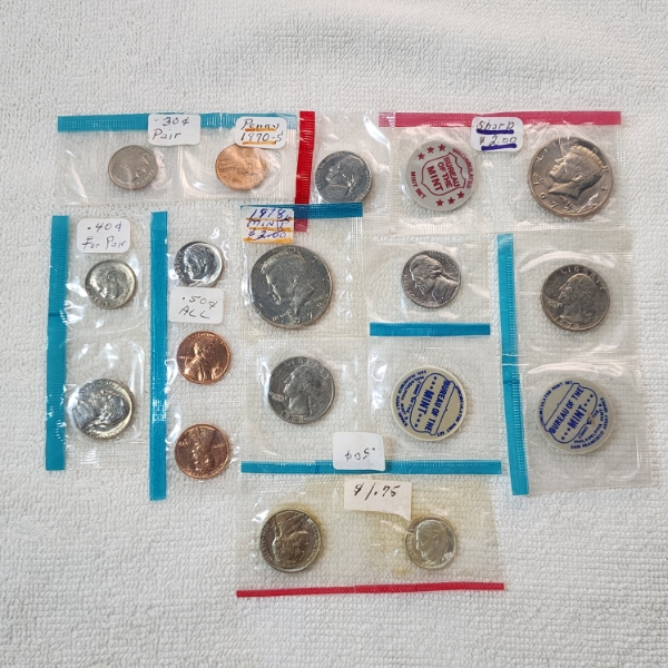 Lot of Assorted U.S. Coins from Uncirculated Coin Set - Includes a 1962 90% SILVER DIME! 