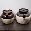 Image 9 : Two Vintage Stoneware Crocks or Bean Pots Each With Two Handles & A Lid ~ 3 Quart & Likely 5 Quart