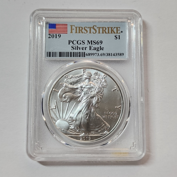 PCGS Graded MS69 2019 First Strike American Silver Eagle - 1 oz .999 Fine Silver 