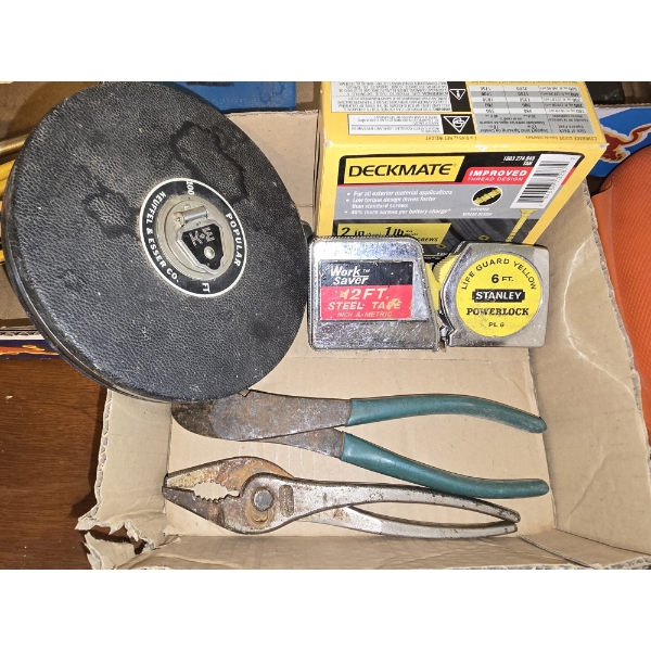 Assorted Tools, Measuring Tapes and More