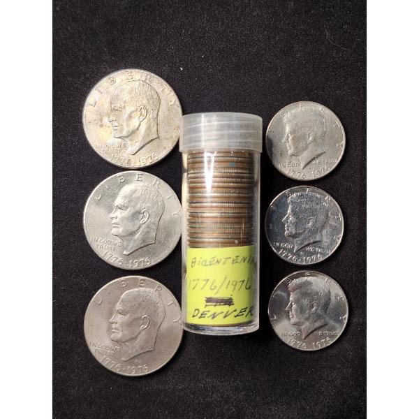 Lot of Assorted Bicentennial Quarters, Half Dollars & Dollars - $14.50 Face Value