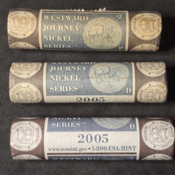 (3) Bank Sealed Rolls of 2005 Westward Journey Nickel Series