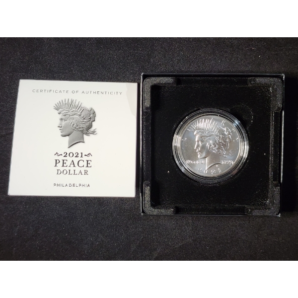 2021-P Silver Peace Dollar in Original Box - Uncirculated - 99.9% Silver - 0.858 Troy Oz