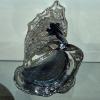 Image 5 : Clear & Blue Crystal Wave Art Glass Sculpture 10 x 11 Overall - Excellent Condition