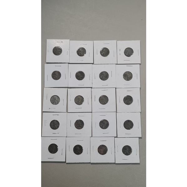 (20) 1943 Lincoln Steel Cents - Face Value: $0.20