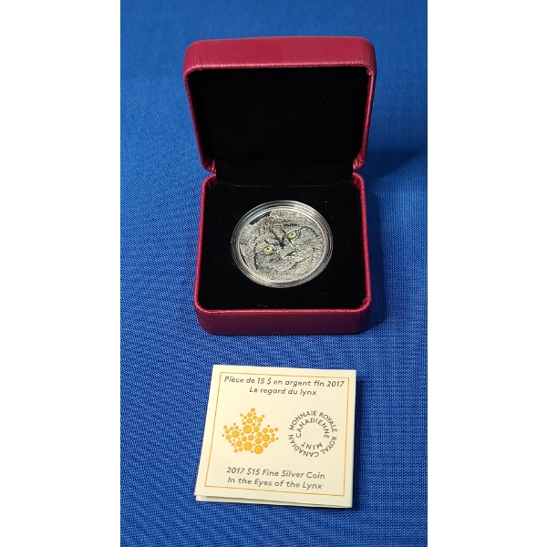 2017 $15 1 oz 99.99 Fine Silver In The Eyes Of The Lynx Coin From The Royal Canadian Mint