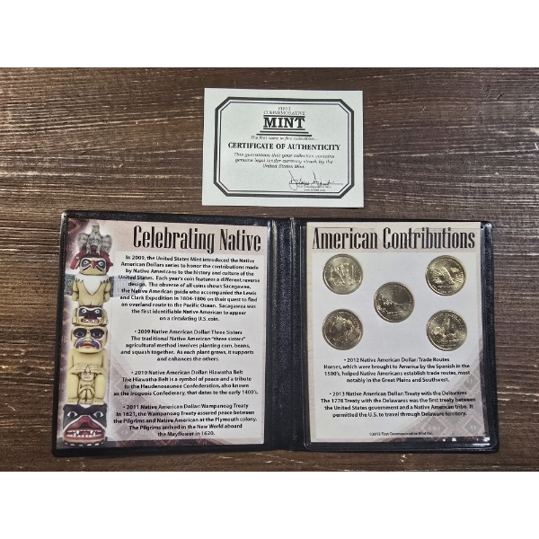 Celebrating Native American Contributions 5 Coin Set of Sacagawea Dollar Coins