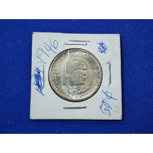 1946 Booker T. Washington Commemorative 90% Silver Half Dollar