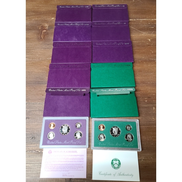 United States Mint Proof Coin Sets 1989- 1998