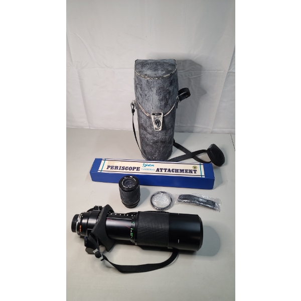 Minolta MC ZOOM Rokkor-X 100-500mm f/8 Lense For Minolta SLR Camera & Periscope Attachment 