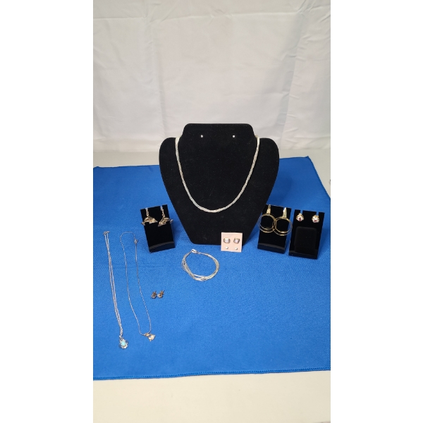 "Liquid" Silver Necklace And Bracelet & Assorted Costume Jewelry