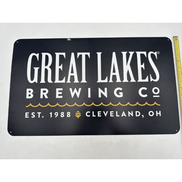 Large Great Lakes Brewing Beer Metal Advertising Sign About 12"x24" - Incredible Sign